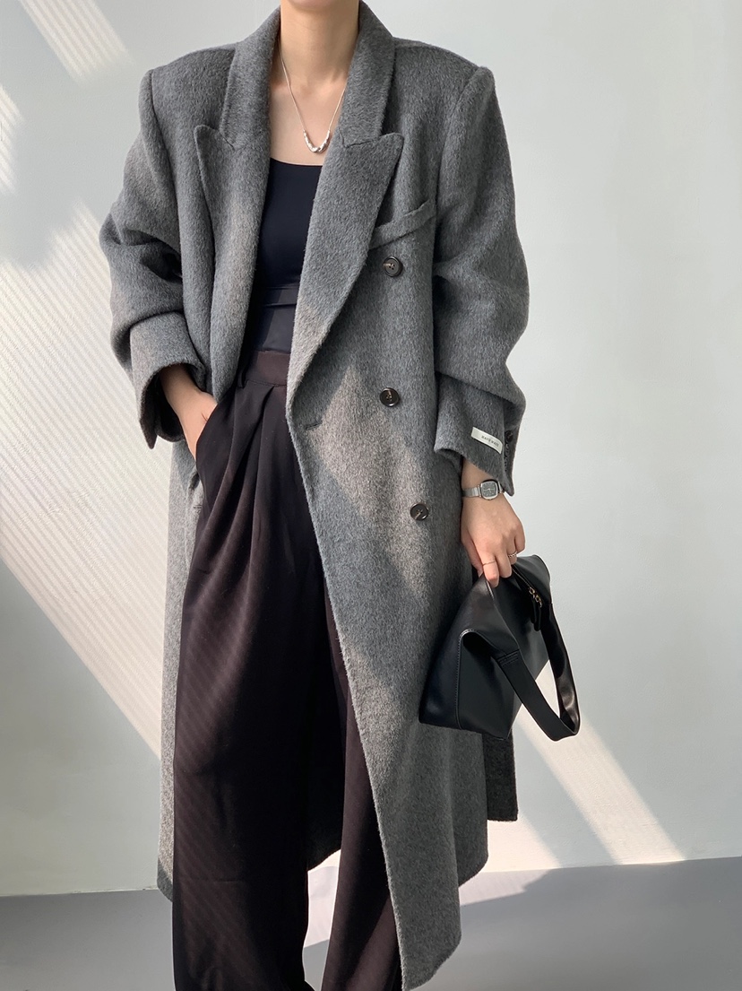 BANI BLUBH韓國直郵東大門代購女裝新款時尚中長款大衣含腰帶手工BANI BLUSH中長款大衣
