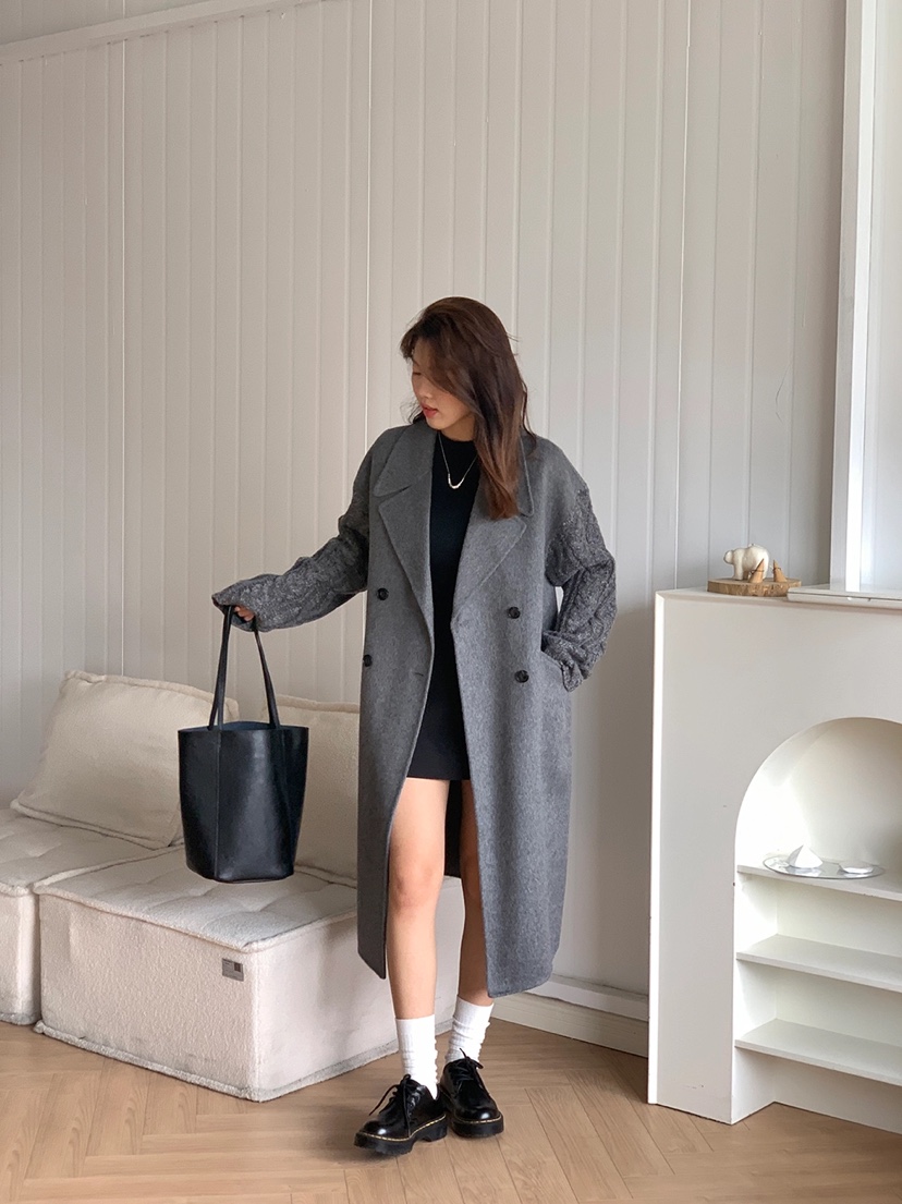 BANI BLUBH韓國直郵女裝新款職業休閑熱賣人氣中長款大衣手工BANI BLUSH中長款大衣圖色3