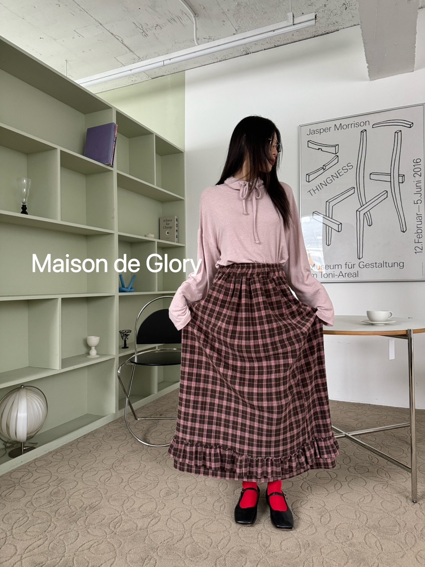 MAISON DE GLORY韓國直郵東大門代購女裝新品真品長裙格紋半身裙MAISON DE GLORY長裙