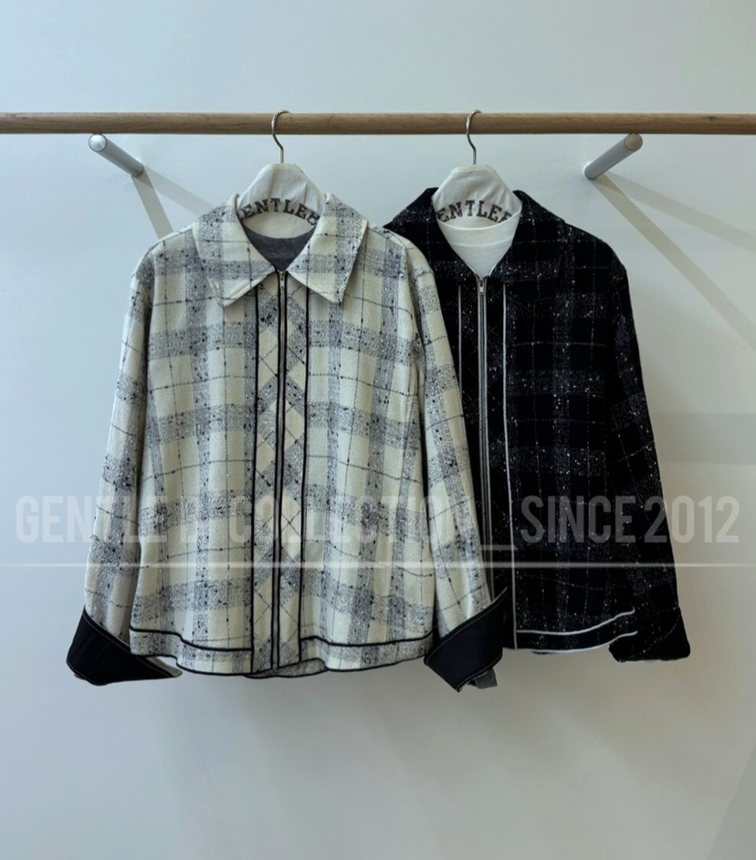 GENTLE B韓國直郵東大門代購女裝新品人氣真品24秋冬夾克格紋GENTLE B夾克