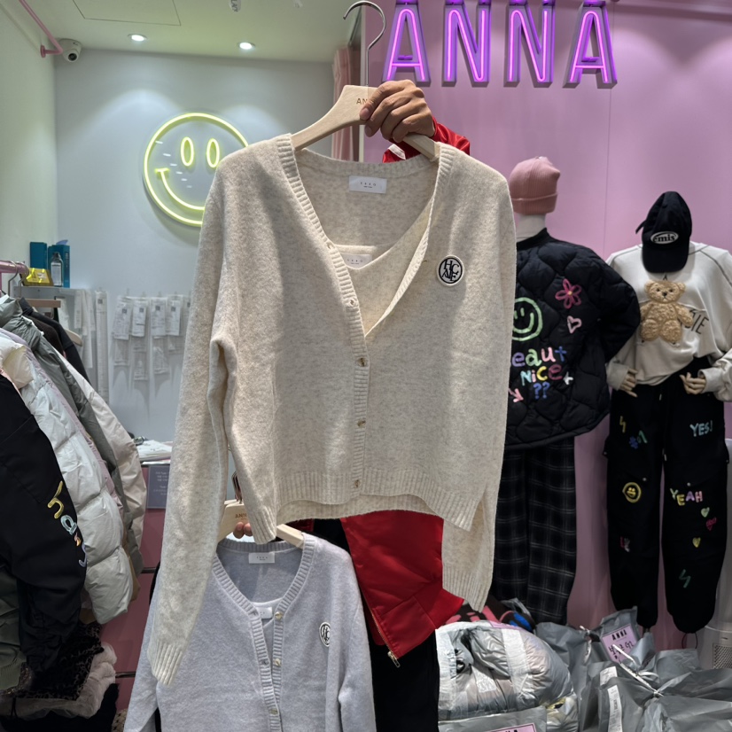 ANNA韓國直郵東大門代購女裝新款推薦24秋冬套裝兩件套開衫ANNA套裝圖色1