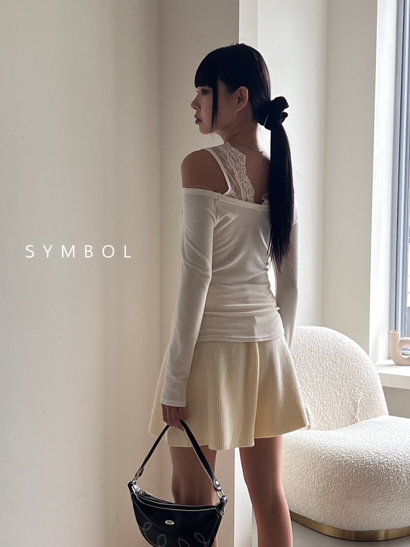 SYMBOL直郵韓國代購女裝新款時尚推薦熱賣人氣真品長袖T恤蕾絲SYMBOL長袖T恤