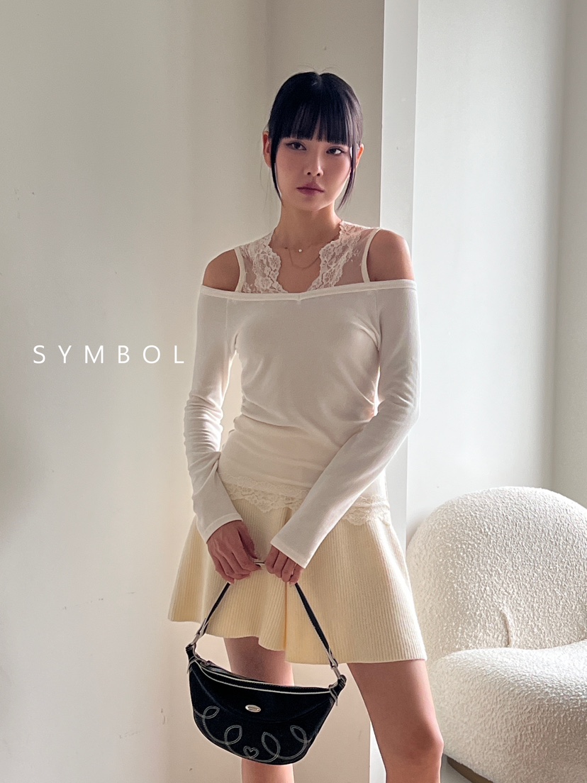 SYMBOL直郵韓國代購女裝新款時尚推薦熱賣人氣真品長袖T恤蕾絲SYMBOL長袖T恤圖色3