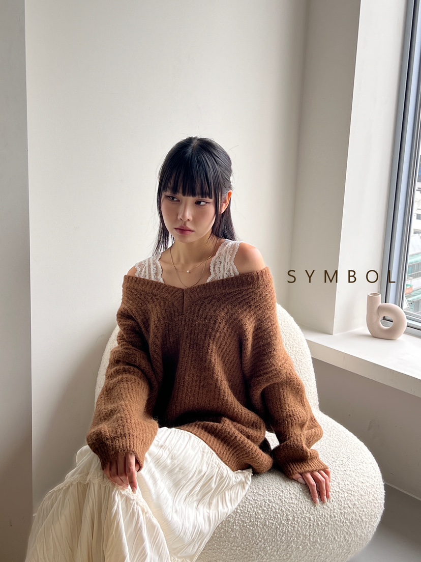 SYMBOL韓國直郵東大門實拍女裝新款推薦時尚人氣針織衫蕾絲SYMBOL針織衫圖色1