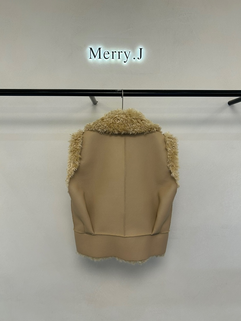 MERRY-J韓國直郵東大門代購女裝新品職業人氣馬甲羊皮雙面MERRY-J馬甲