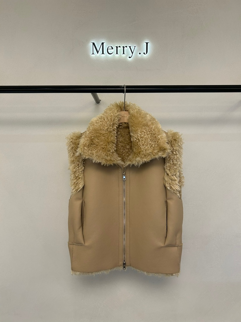 MERRY-J韓國直郵東大門代購女裝新品職業人氣馬甲羊皮雙面MERRY-J馬甲圖色1