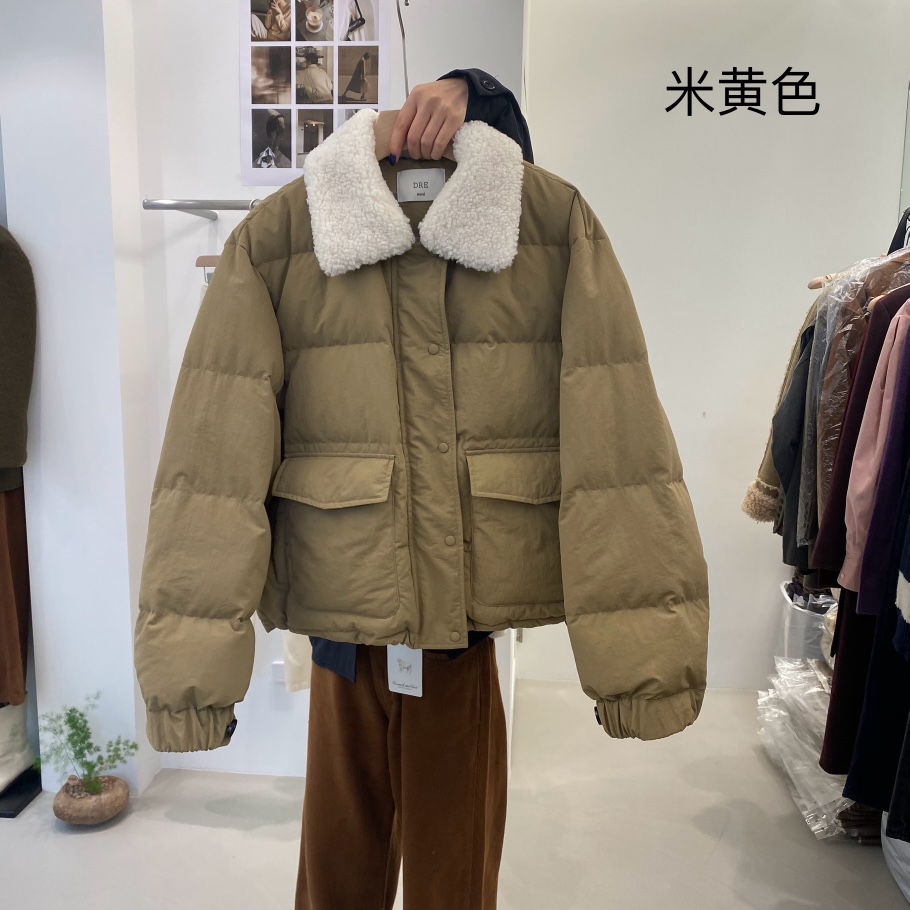 RIVER RAIN韓國直郵東大門實拍女裝新品真品短款羽絨服羊毛RIVER RAIN短款羽絨服圖色1