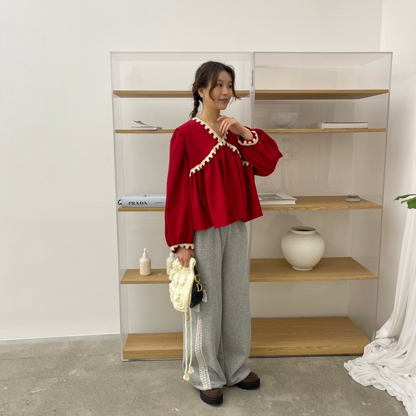 BOUTIQUE-L韓國直郵女裝新品職業熱賣休閑24秋冬襯衫蕾絲衫BOUTIQUE-L襯衫/蕾絲衫