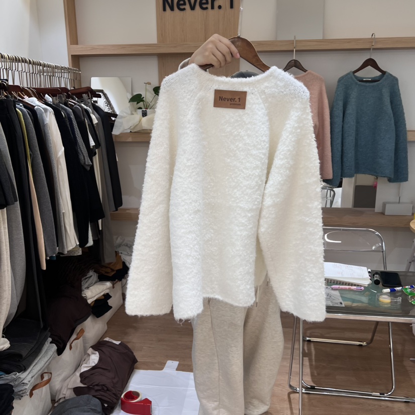 NEVER.1直郵韓國代購女裝新品職業時尚休閑推薦針織衫皮革NEVER.1針織衫