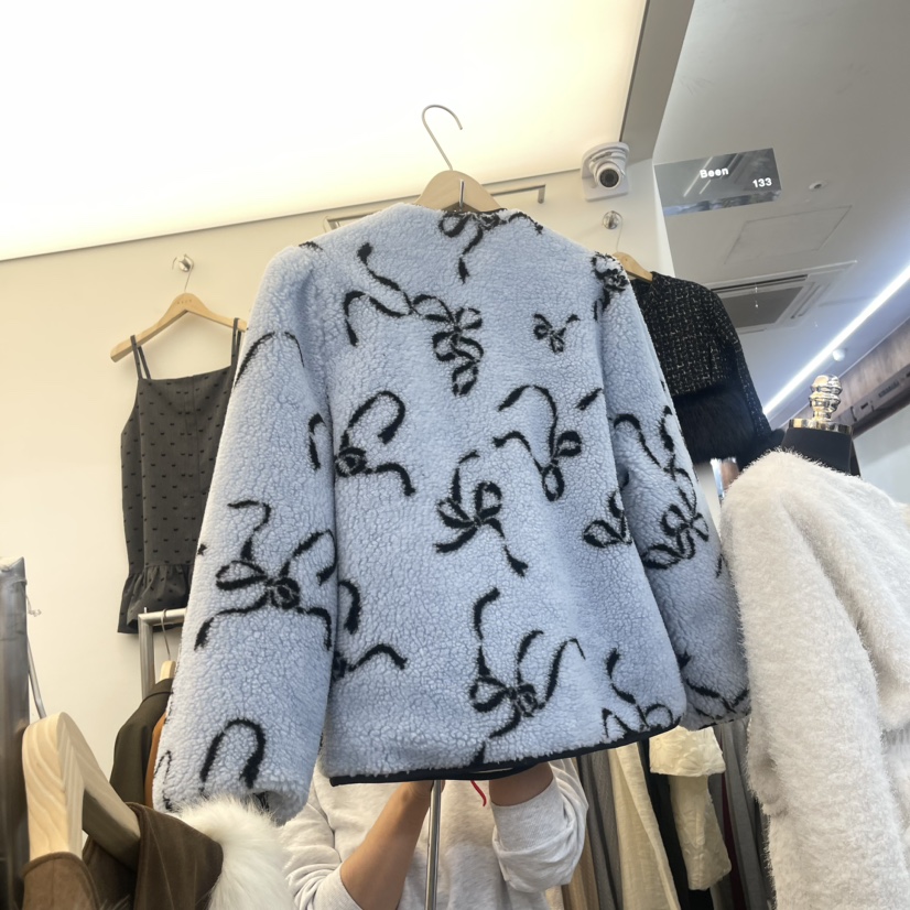 BEEN-A直郵韓國代購女裝新品24秋冬職業休閑短款棉服羊毛BEEN-A短款棉服