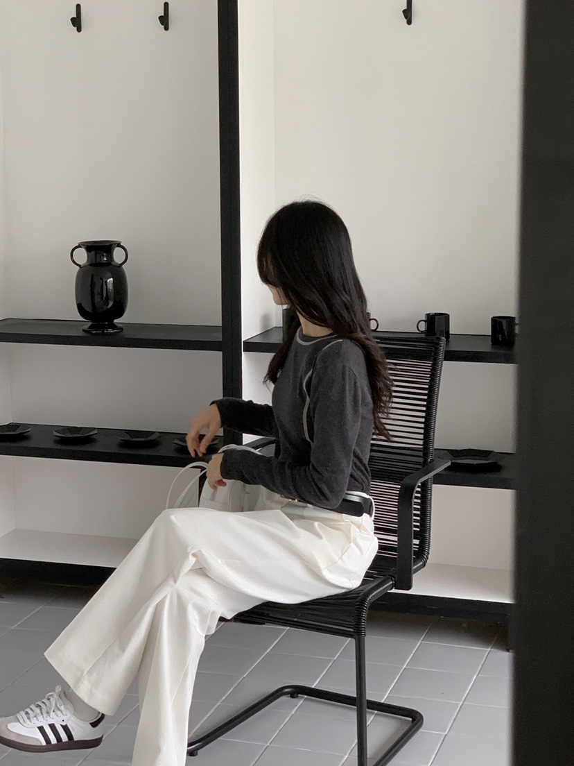 BOUND.A韓國直郵東大門實拍女裝新款真品職業24秋冬長袖T恤BOUND.A長袖T恤