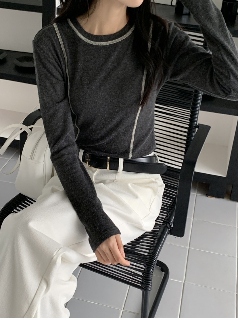 BOUND.A韓國直郵東大門實拍女裝新款真品職業24秋冬長袖T恤BOUND.A長袖T恤