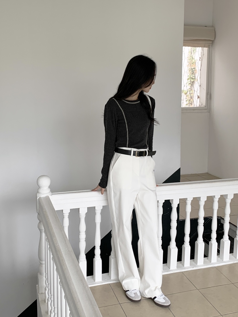 BOUND.A韓國直郵東大門實拍女裝新款真品職業24秋冬長袖T恤BOUND.A長袖T恤