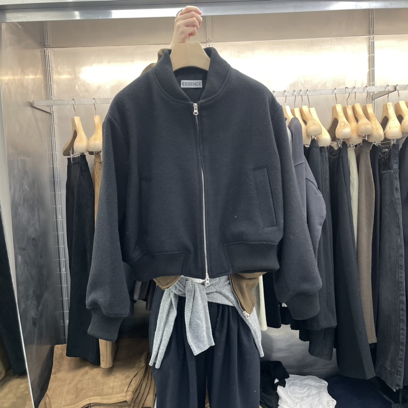 ESSENCE韓國直郵女裝新款真品休閑24秋冬熱賣短款大衣羊毛ESSENCE短款大衣