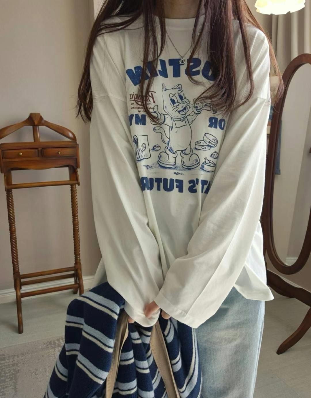 BUTTERING直郵韓國代購女裝新品24秋冬真品時尚休閑長袖T恤ARLOW長袖T恤