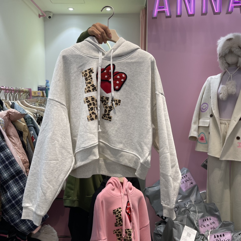 ANNA直郵韓國代購女裝新品休閑真品推薦熱賣24秋冬衛衣加絨ANNA衛衣圖色1