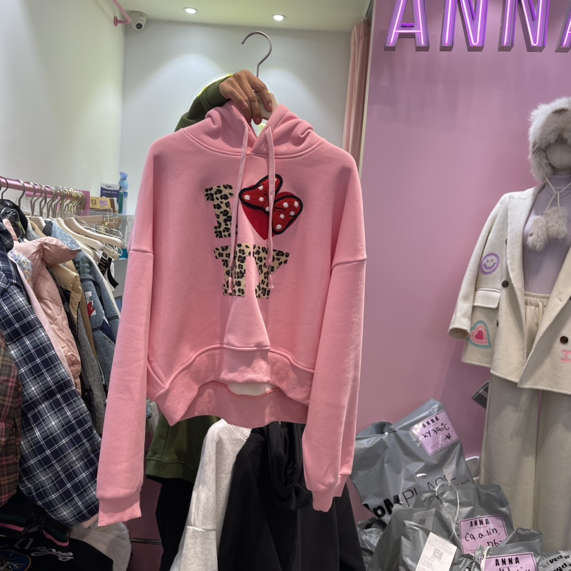 ANNA直郵韓國代購女裝新品休閑真品推薦熱賣24秋冬衛衣加絨ANNA衛衣圖色3