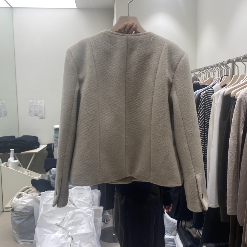 NOPSIS韓國直郵東大門代購女裝新品熱賣職業24秋冬短款大衣羊毛NOPSIS短款大衣