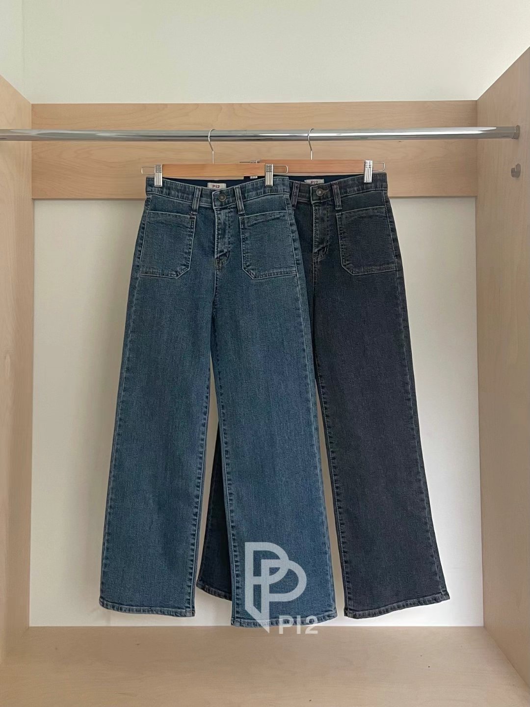 PI2韓國直郵女裝新款熱賣真品24秋冬休閑推薦牛仔褲加絨Pi2牛仔褲