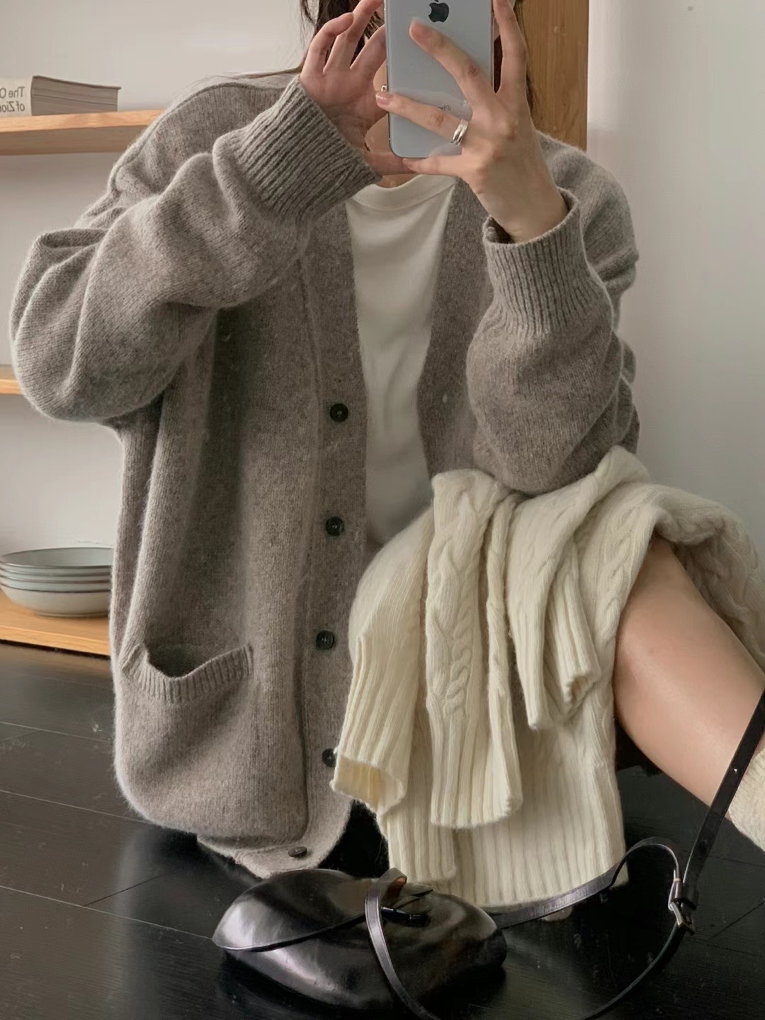 AMYGRACE韓國直郵東大門代購女裝新款真品職業24秋冬針織衫開衫AMYGRACE針織衫