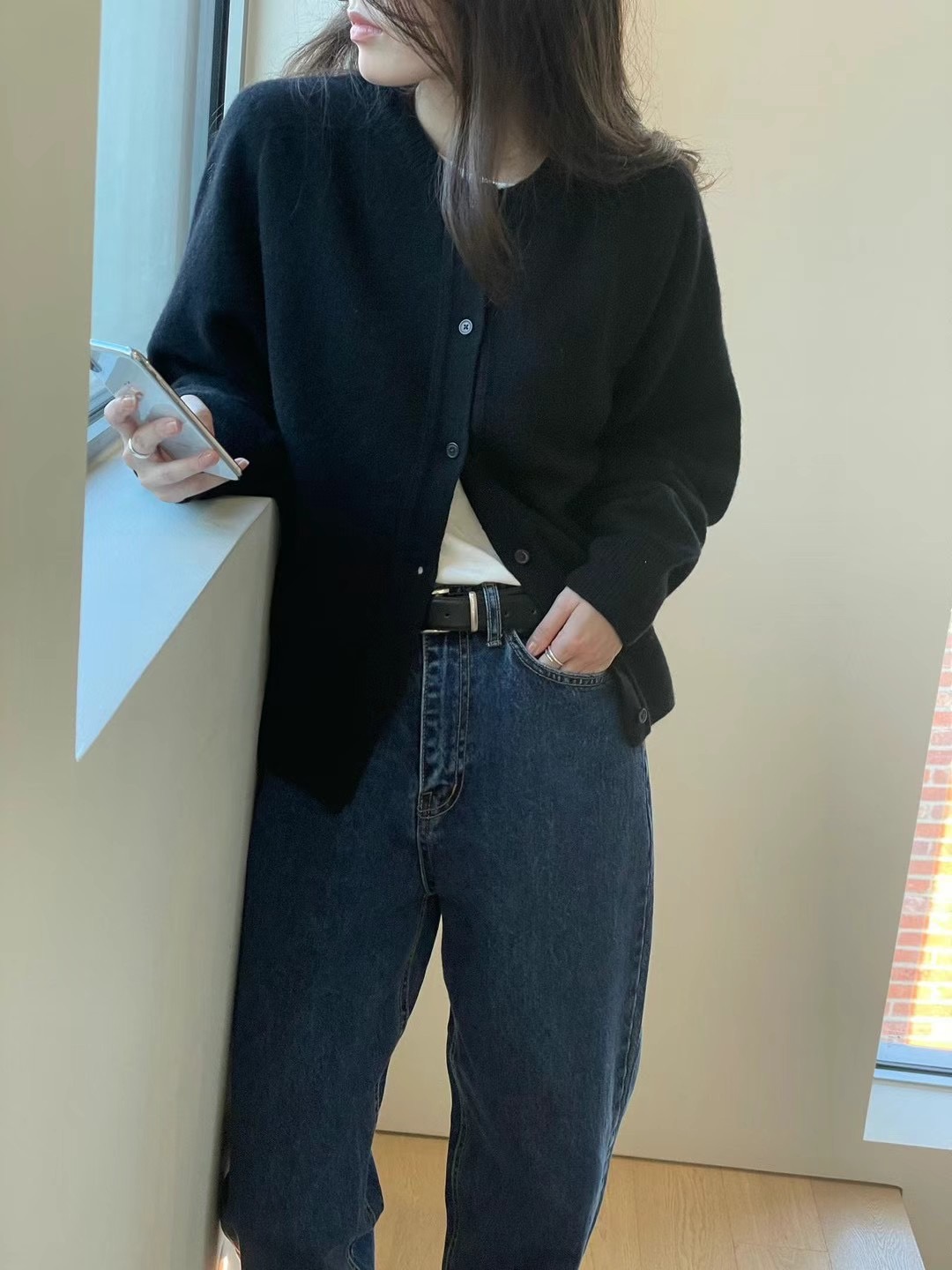 AMYGRACE直郵韓國代購女裝新款熱賣休閑24秋冬真品牛仔褲AMYGRACE牛仔褲
