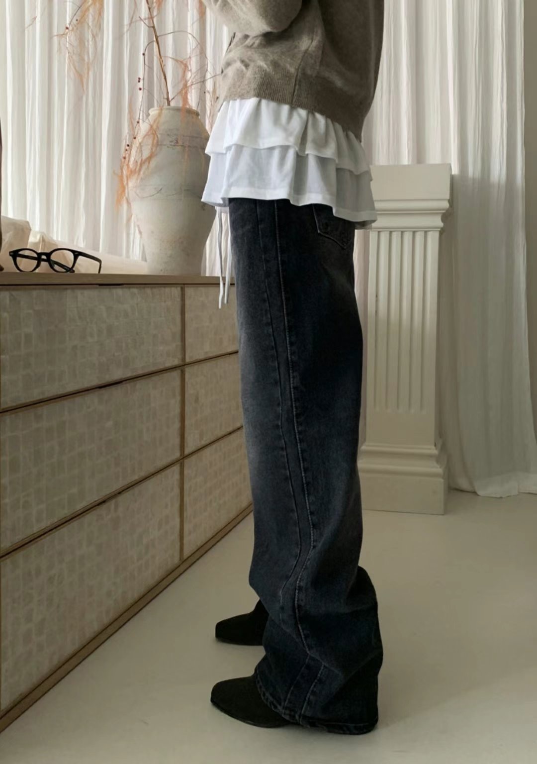 PI2韓國直郵東大門實拍女裝新品熱賣真品24秋冬人氣牛仔褲Pi2牛仔褲