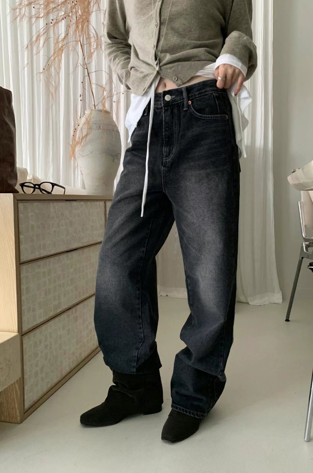 PI2韓國直郵東大門實拍女裝新品熱賣真品24秋冬人氣牛仔褲Pi2牛仔褲