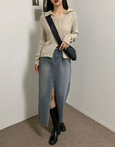 BUBBLE UNDER東大門代購女士新品職業人氣24秋夏休閑針織衫NOTICE針織衫