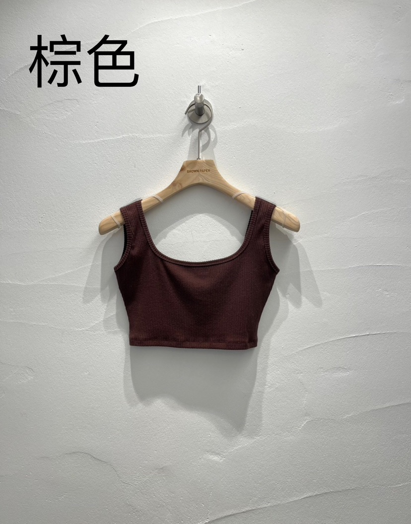 BROWN PAPER韓國直郵東大門代購女裝新品職業吊帶背心羅紋BROWN PAPER吊帶/背心圖色2