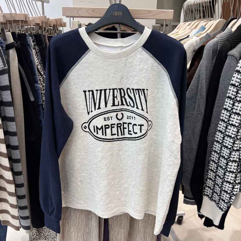 UTH___韓國直郵東大門實拍女裝新品24秋冬職業熱賣長袖T恤J&C/J.BLANC長袖T恤圖色1