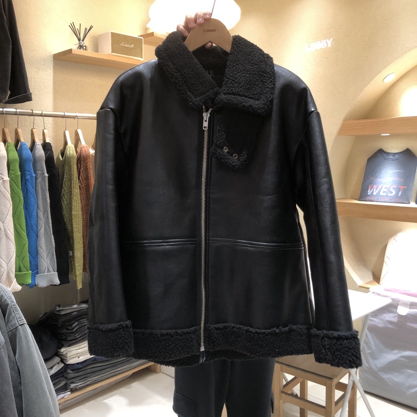 LOBBY-男裝韓國直郵東大門代購女裝新款職業時尚短款大衣皮革LOBBY-男裝短款大衣圖色2