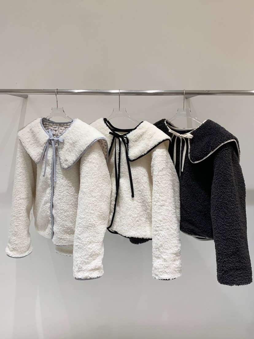 FABRIC韓國直郵東大門實拍女裝新款休閑真品24秋冬短款大衣FABRIC短款大衣