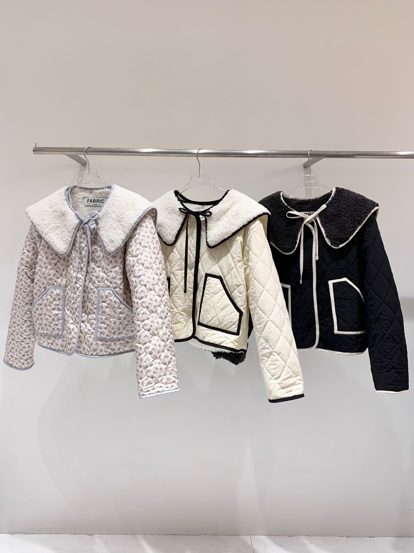 FABRIC韓國直郵東大門實拍女裝新款休閑真品24秋冬短款大衣FABRIC短款大衣