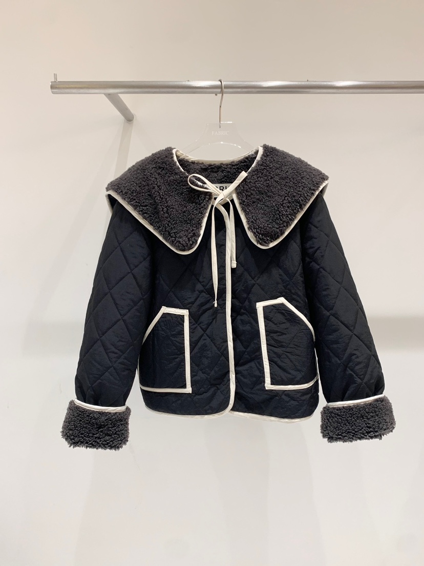 FABRIC韓國直郵東大門實拍女裝新款休閑真品24秋冬短款大衣FABRIC短款大衣圖色3