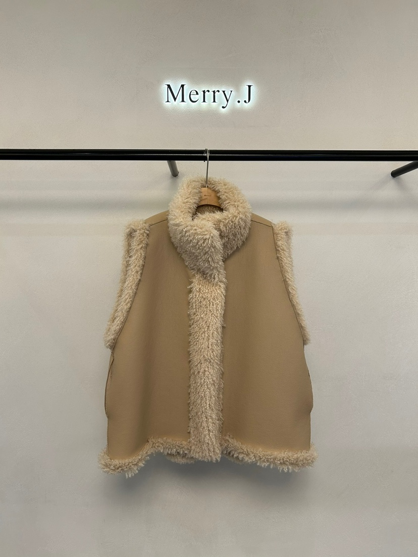 MERRY-J韓國直郵東大門實拍女裝新款休閑推薦馬甲里外穿羊毛MERRY-J馬甲