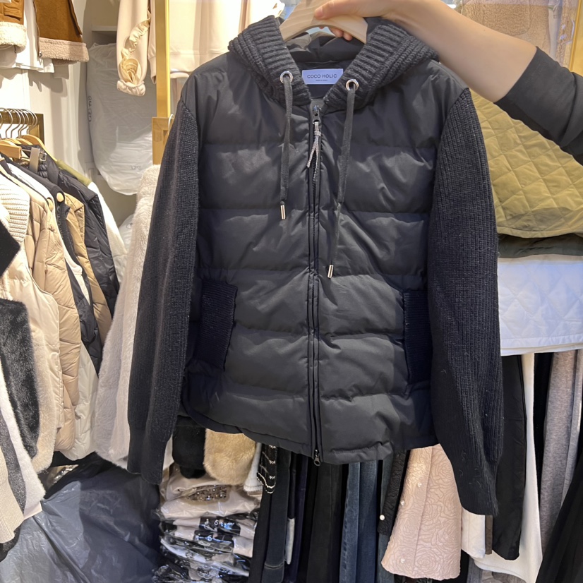 COCO HOLIC韓國直郵東大門代購女裝新款24秋冬短款羽絨服連帽鴨絨COCO HOLIC短款羽絨服圖色1