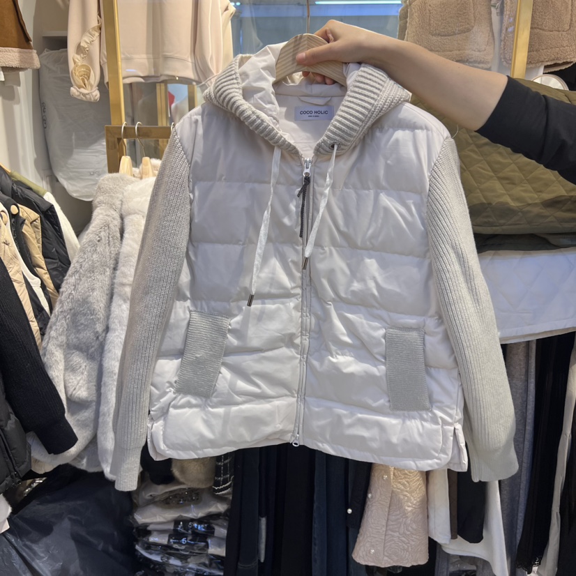 COCO HOLIC韓國直郵東大門代購女裝新款24秋冬短款羽絨服連帽鴨絨COCO HOLIC短款羽絨服圖色2