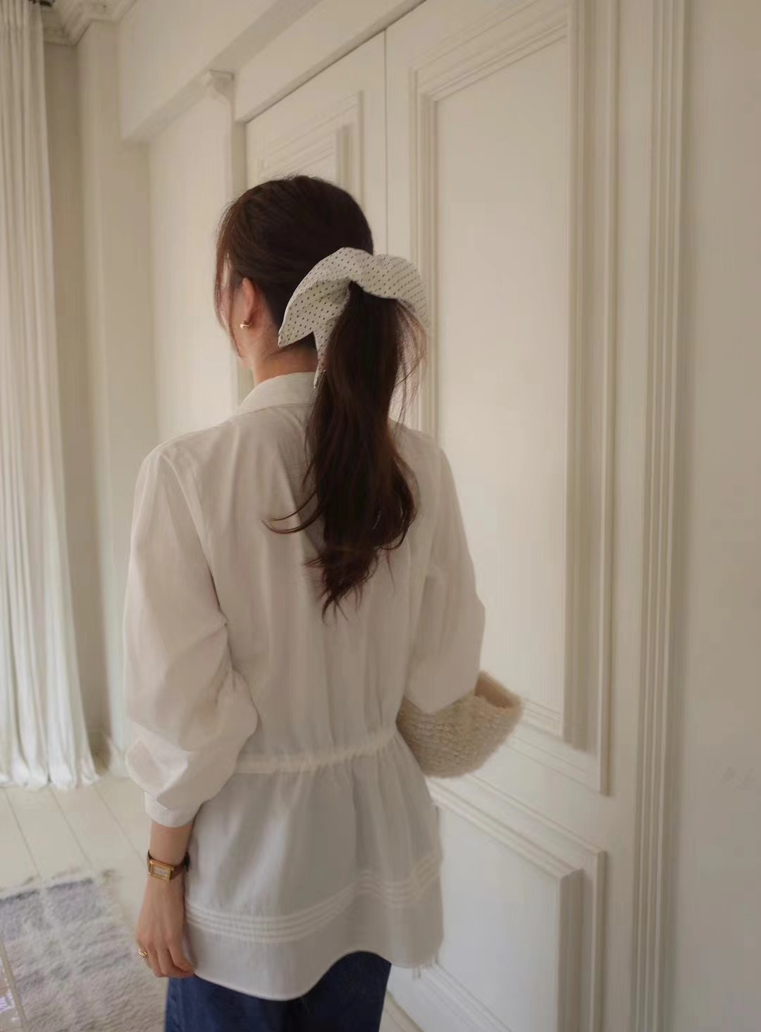 OUIR韓國直郵女士新款推薦24秋夏真品時尚職業襯衫蕾絲衫OUIR襯衫/蕾絲衫