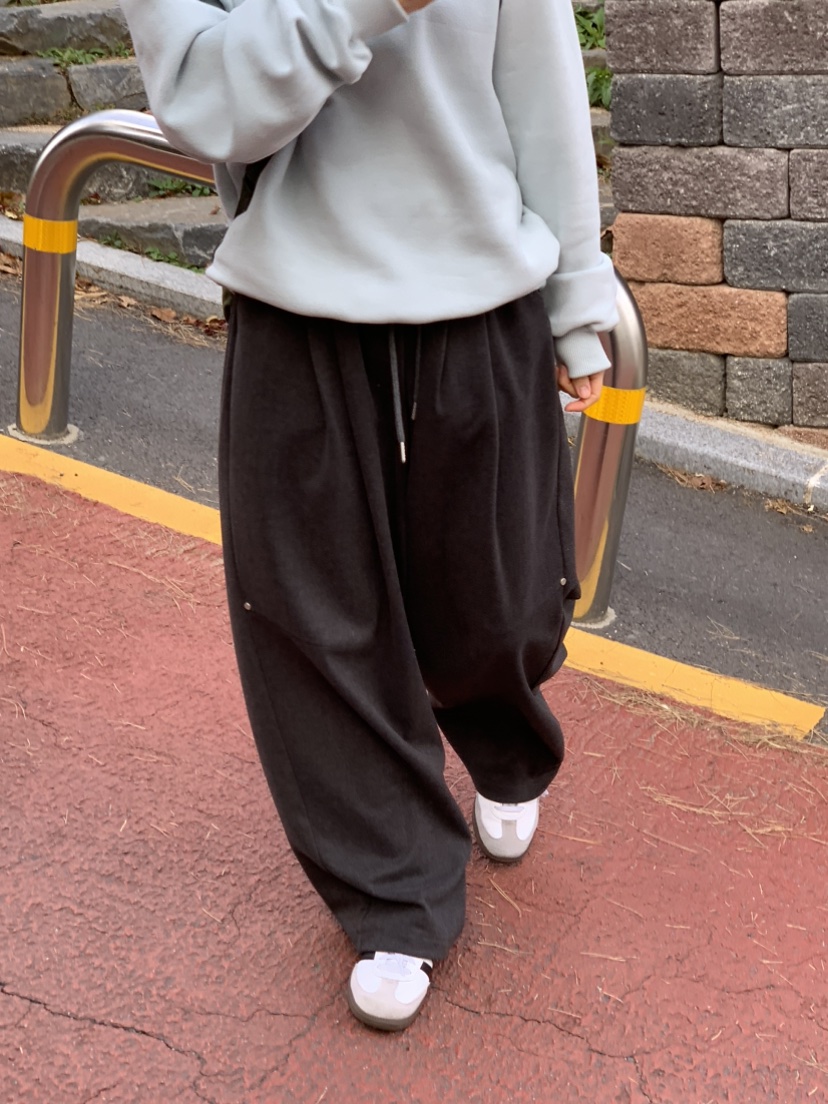 HOME GROUND直郵韓國代購女裝新款真品時尚休閑褲羊毛綁帶HOME GROUND休閑褲