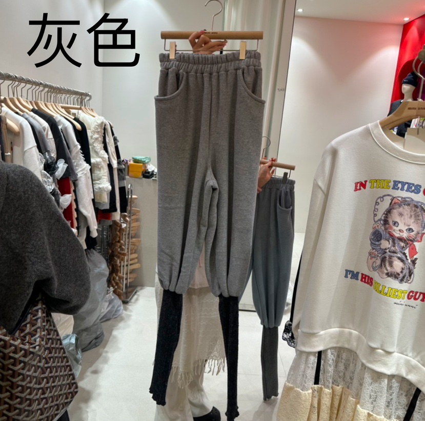 MINI UNNI韓國直郵東大門代購女裝新品休閑24秋冬休閑褲加絨MINI UNNI休閑褲圖色1