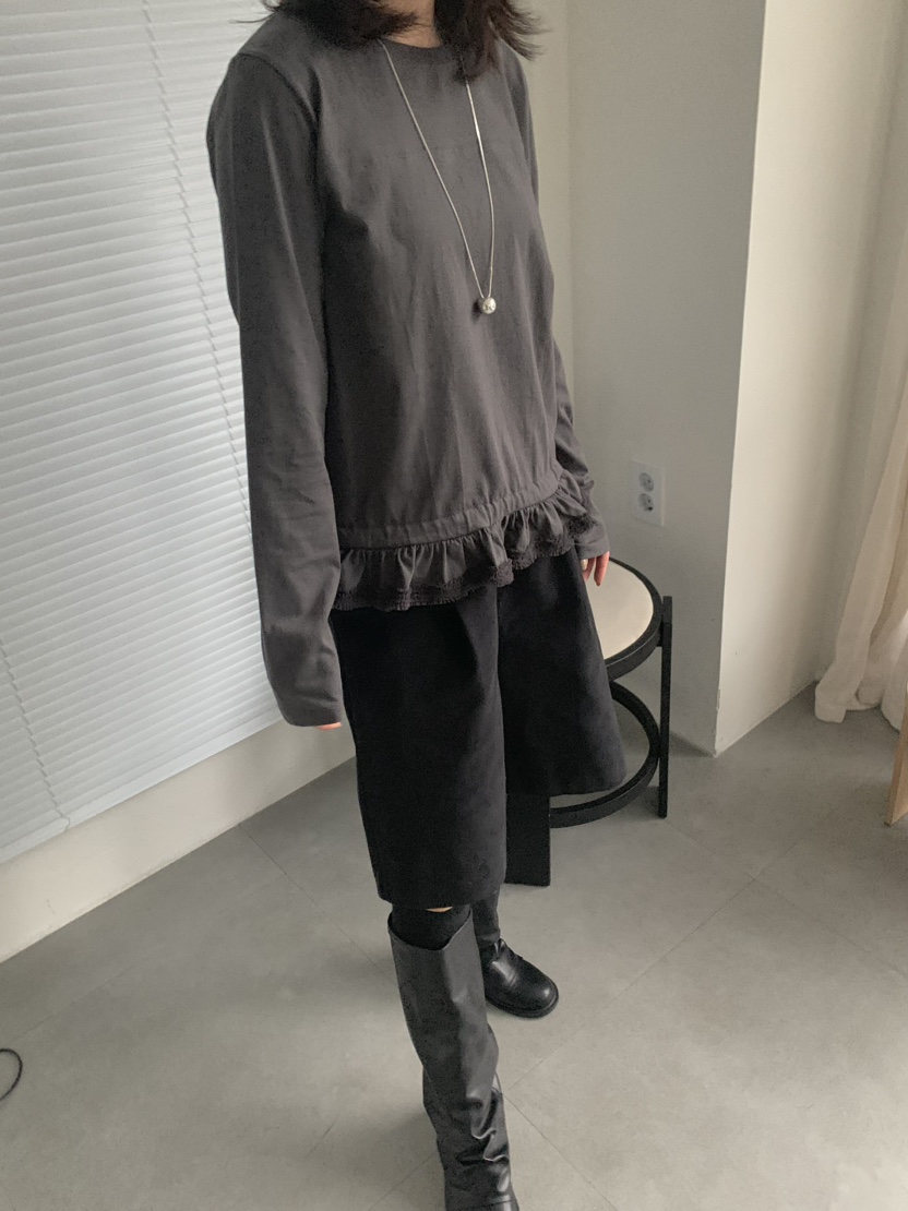 BEFORE SUNRISE直郵韓國代購女裝新款休閑推薦長袖T恤蕾絲BEFORE SUNRISE長袖T恤