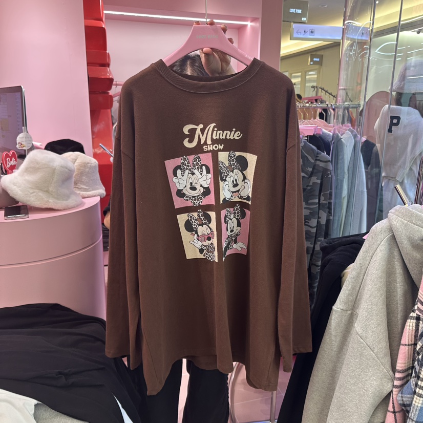 LOVE PINK直郵韓國代購女裝新品推薦熱賣職業人氣長袖T恤拉絲LOVE PINK長袖T恤圖色1