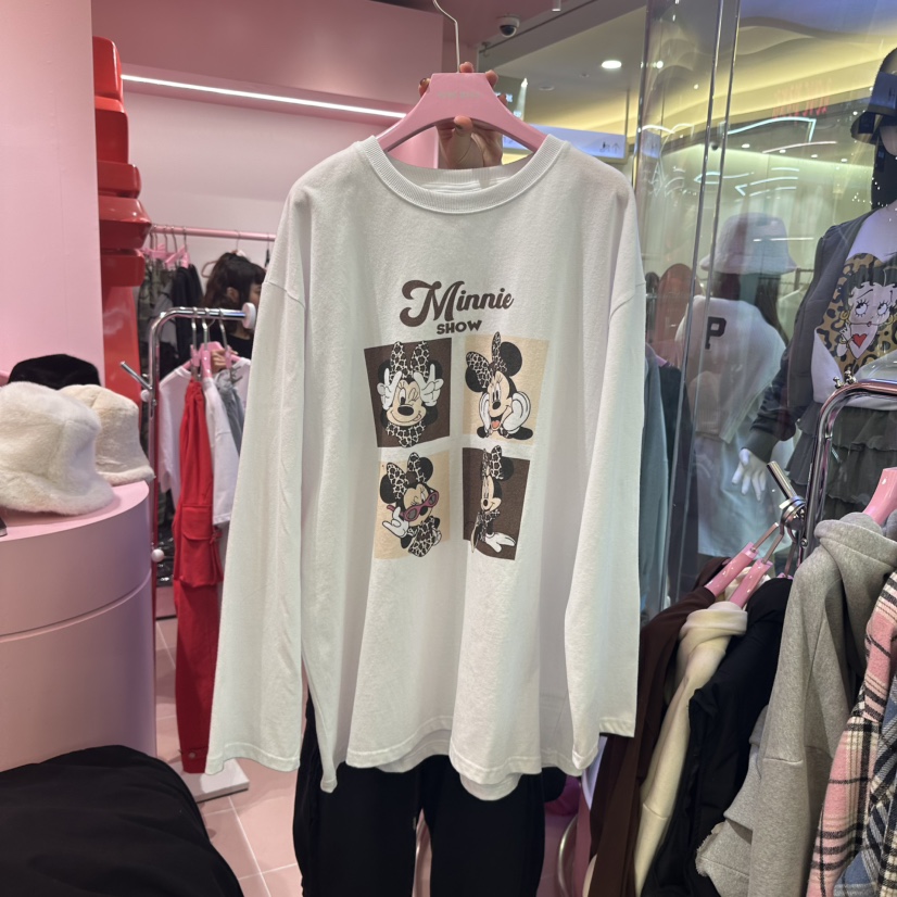 LOVE PINK直郵韓國代購女裝新品推薦熱賣職業人氣長袖T恤拉絲LOVE PINK長袖T恤圖色2