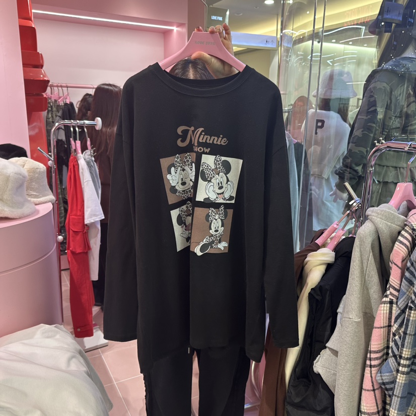 LOVE PINK直郵韓國代購女裝新品推薦熱賣職業人氣長袖T恤拉絲LOVE PINK長袖T恤圖色3