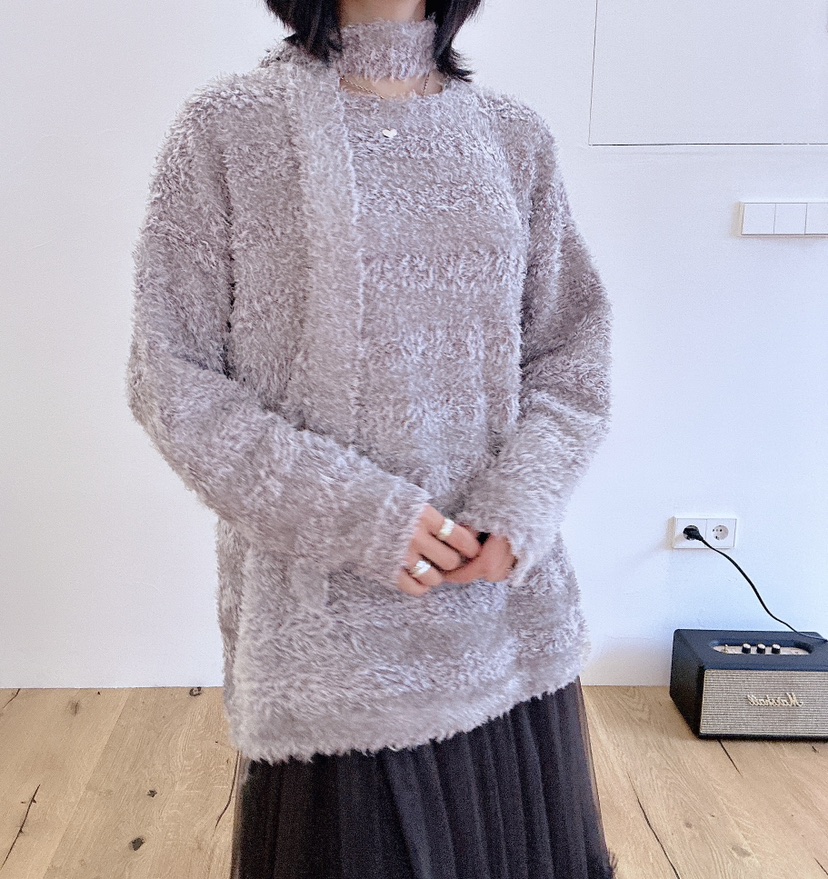 GORGEOUS韓國直郵東大門代購女裝新款24秋冬針織衫含脖帶GORGEOUS針織衫
