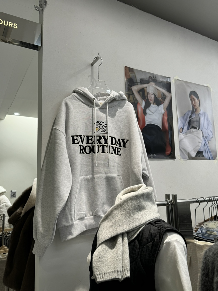 OURS韓國直郵東大門代購女裝新品休閑24秋冬推薦衛衣兜帽OURS衛衣圖色2