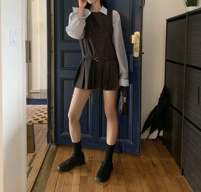 SAGE韓國直郵東大門代購女裝新款真品推薦休閑連衣裙含腰帶SAGE連衣裙