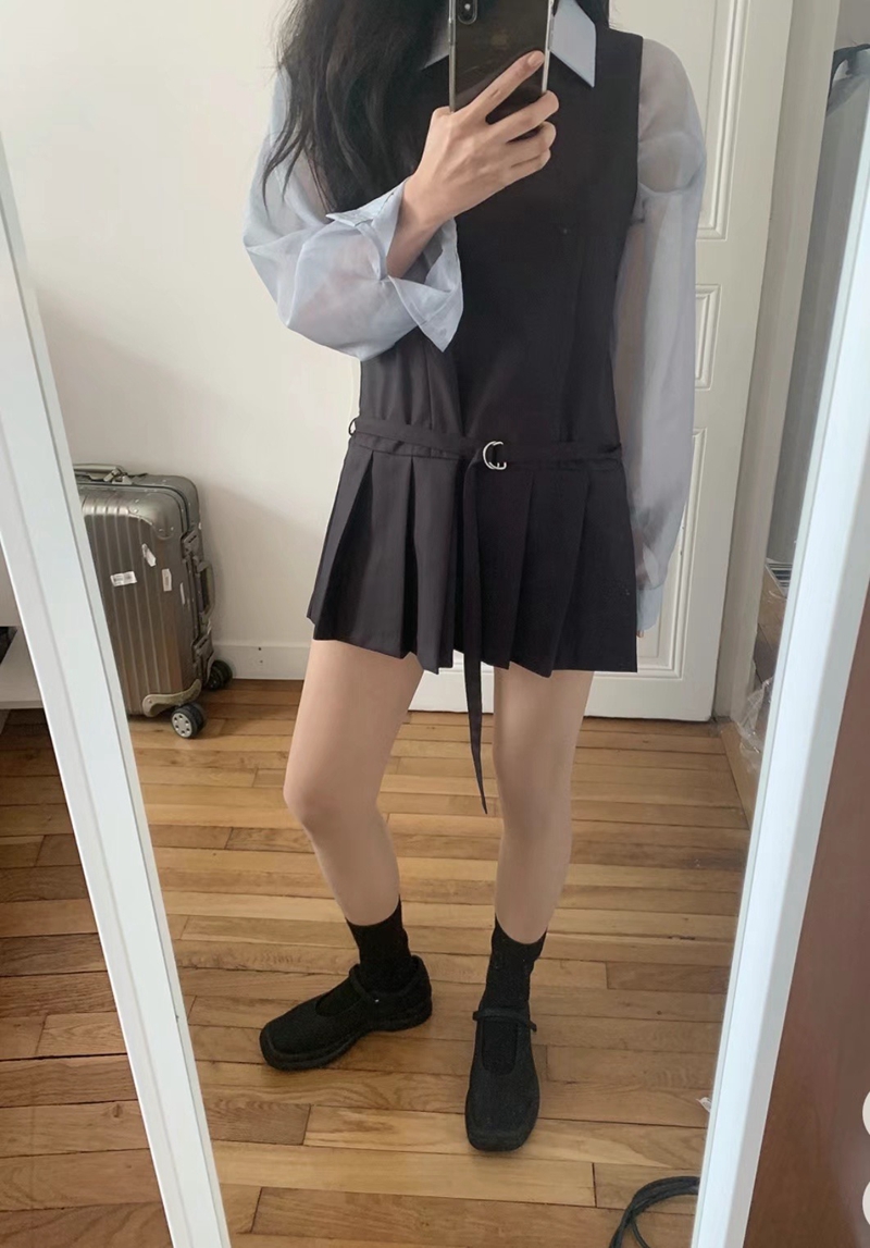 SAGE韓國直郵東大門代購女裝新款真品推薦休閑連衣裙含腰帶SAGE連衣裙