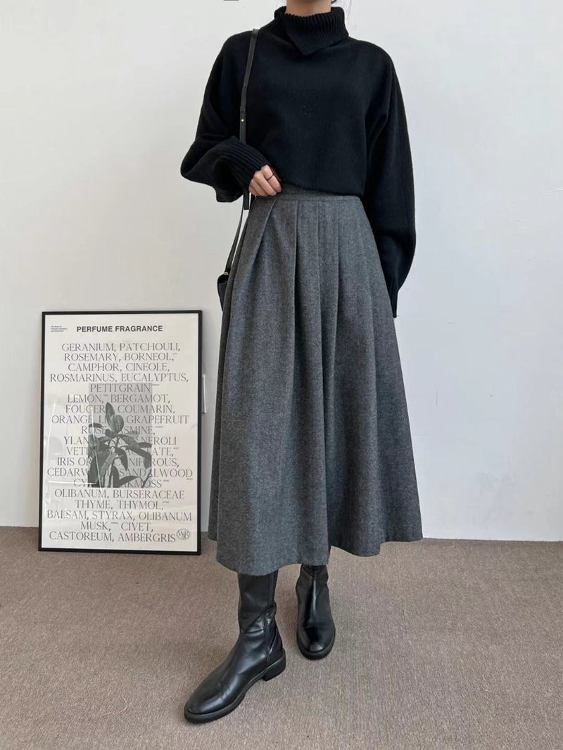 MARID韓國直郵女裝新款職業真品人氣推薦熱賣長裙人字紋羊毛WITHMOON長裙圖色2