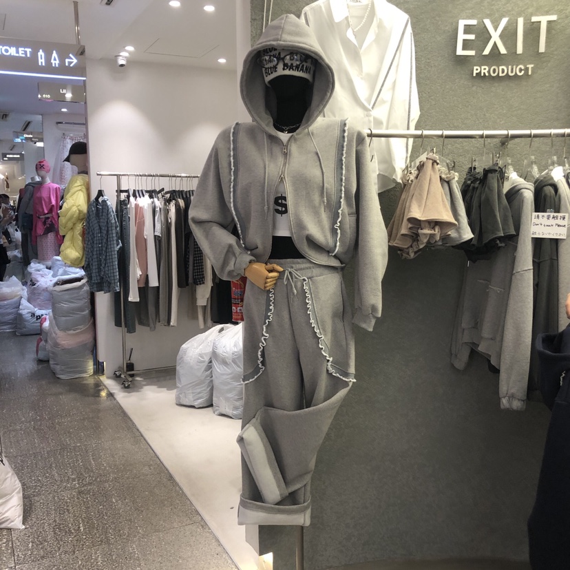 EXIT韓國直郵東大門代購女裝新品休閑人氣真品時尚套裝拉絨EXIT套裝圖色2